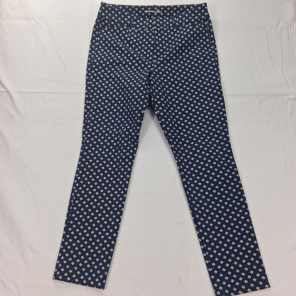 Old Navy Pants Womens 8 Pixie High Rise Navy Blue Geometric Floral EUC